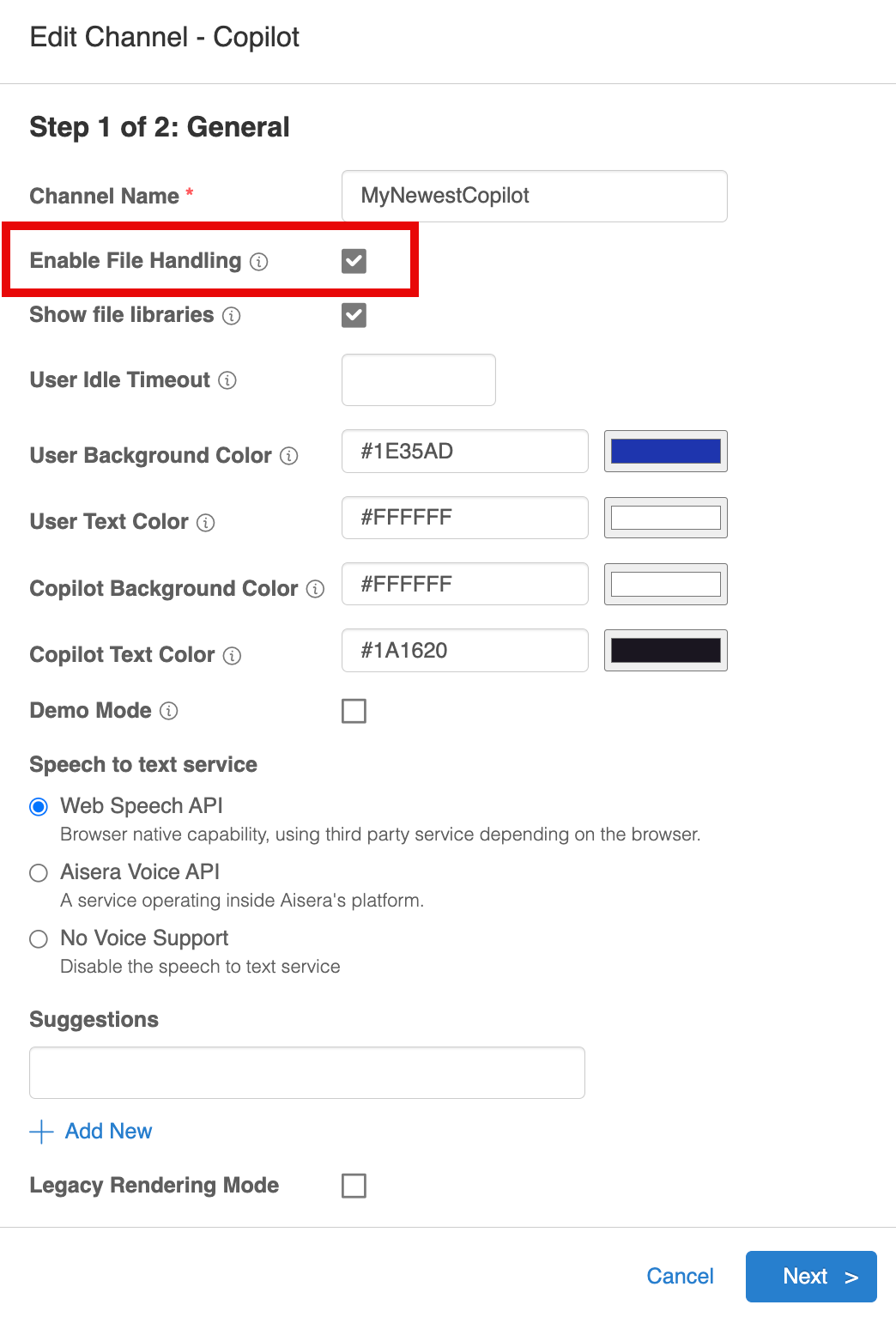 Edit Channel to Enable File Handling